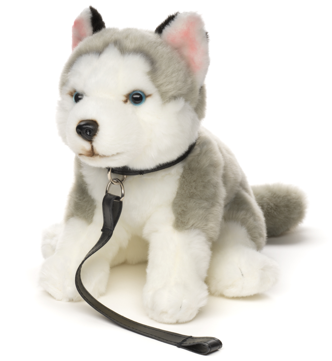 Husky grau, sitzend (mit Leine) - 24 cm (Höhe) 