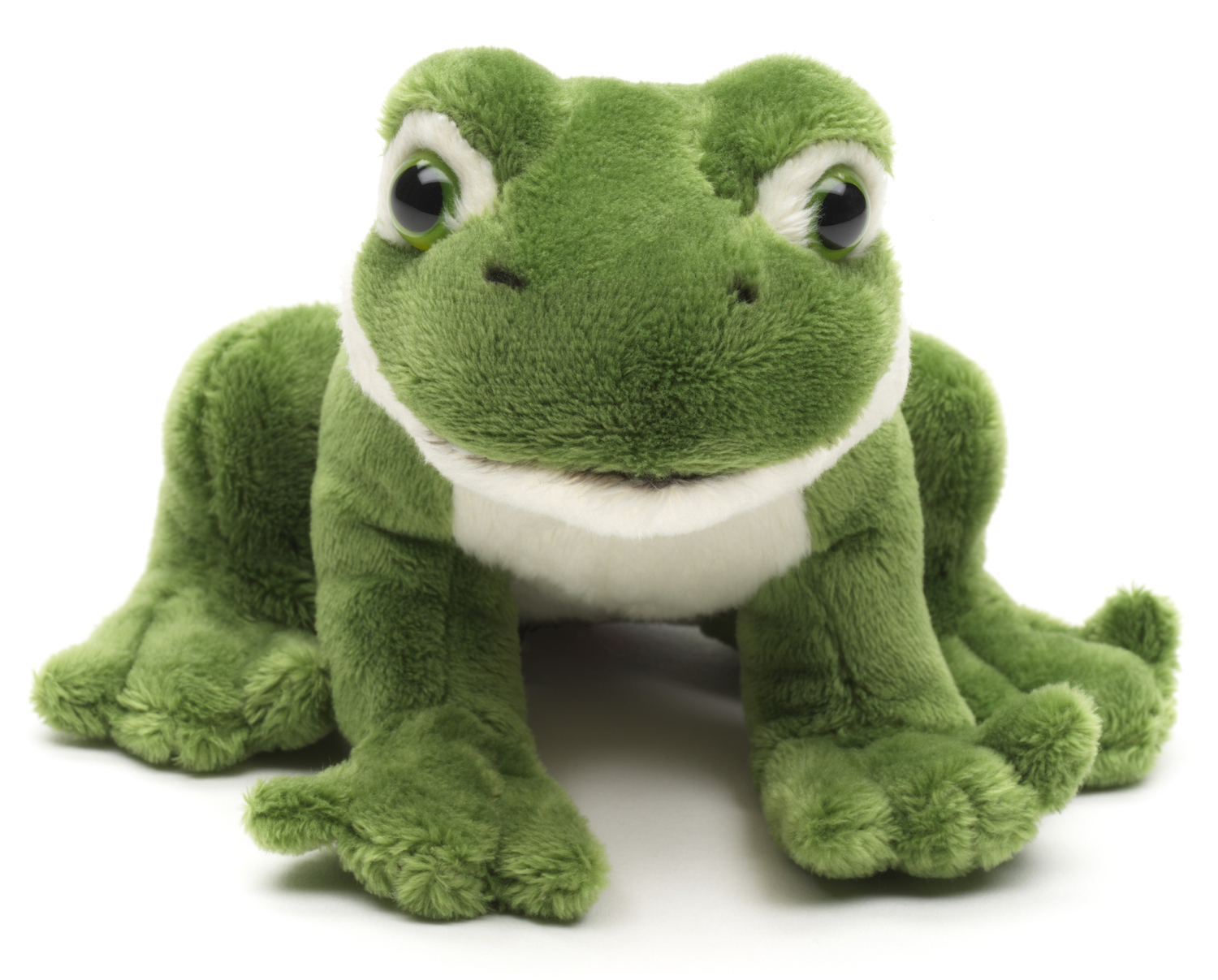 Green Frog Plushie, sitting - 13 cm (length)