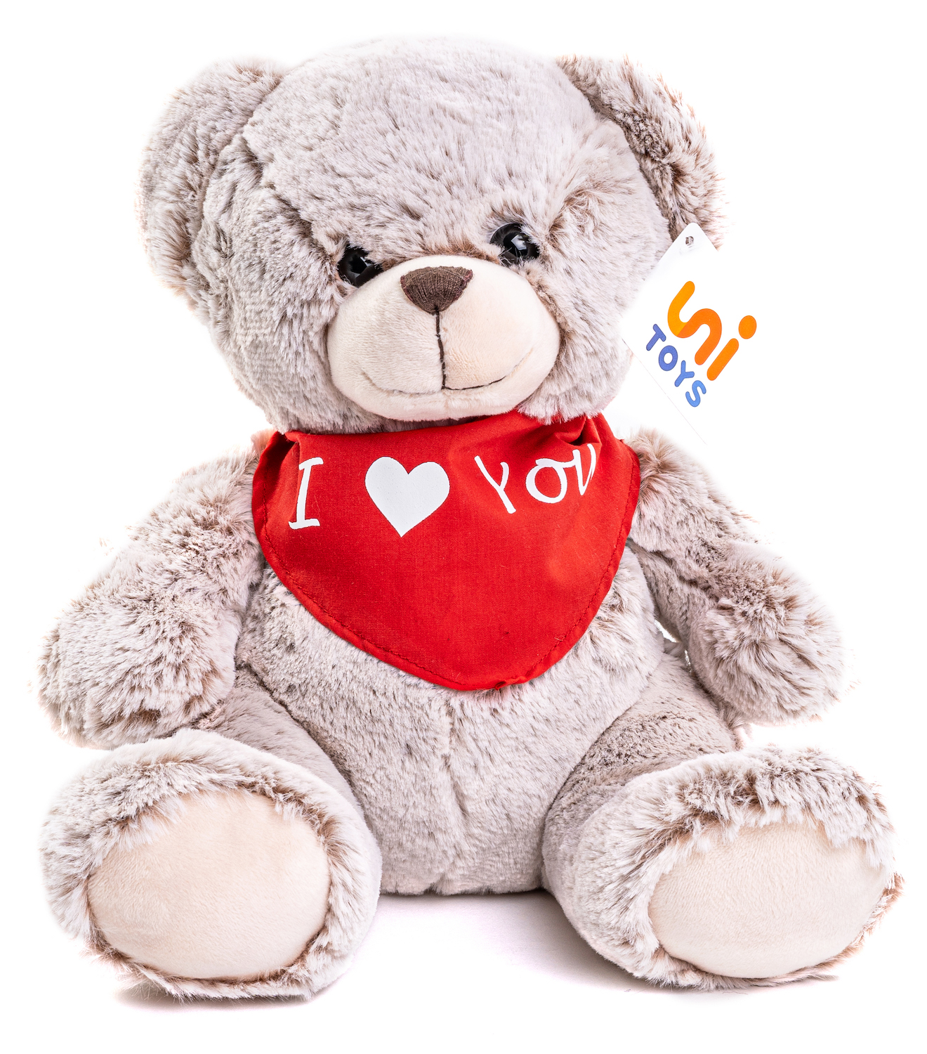 Teddy bear light brown with neckerchief "I love you" 