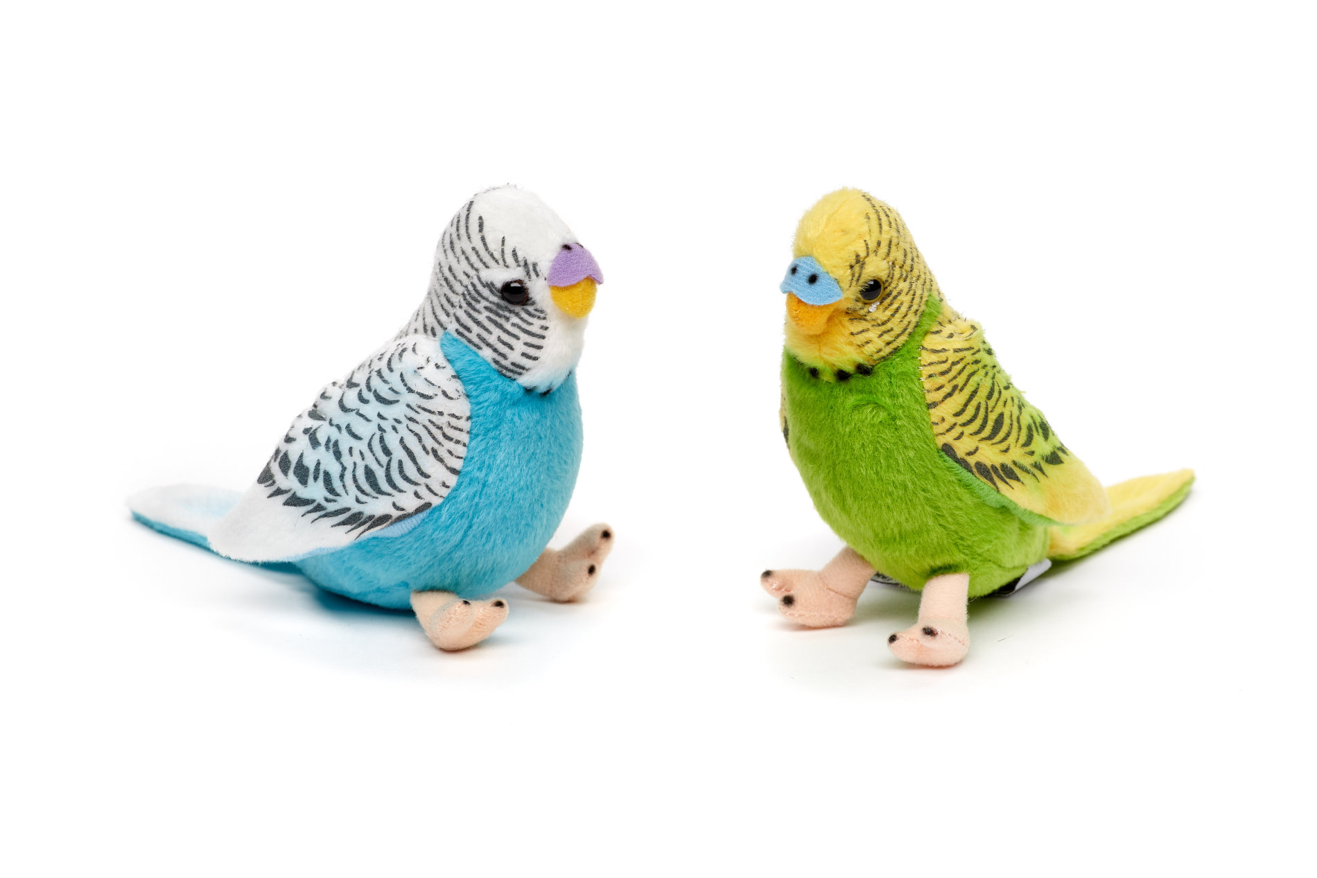 budgie (blue/green) with twittering voice - 12 cm (height)