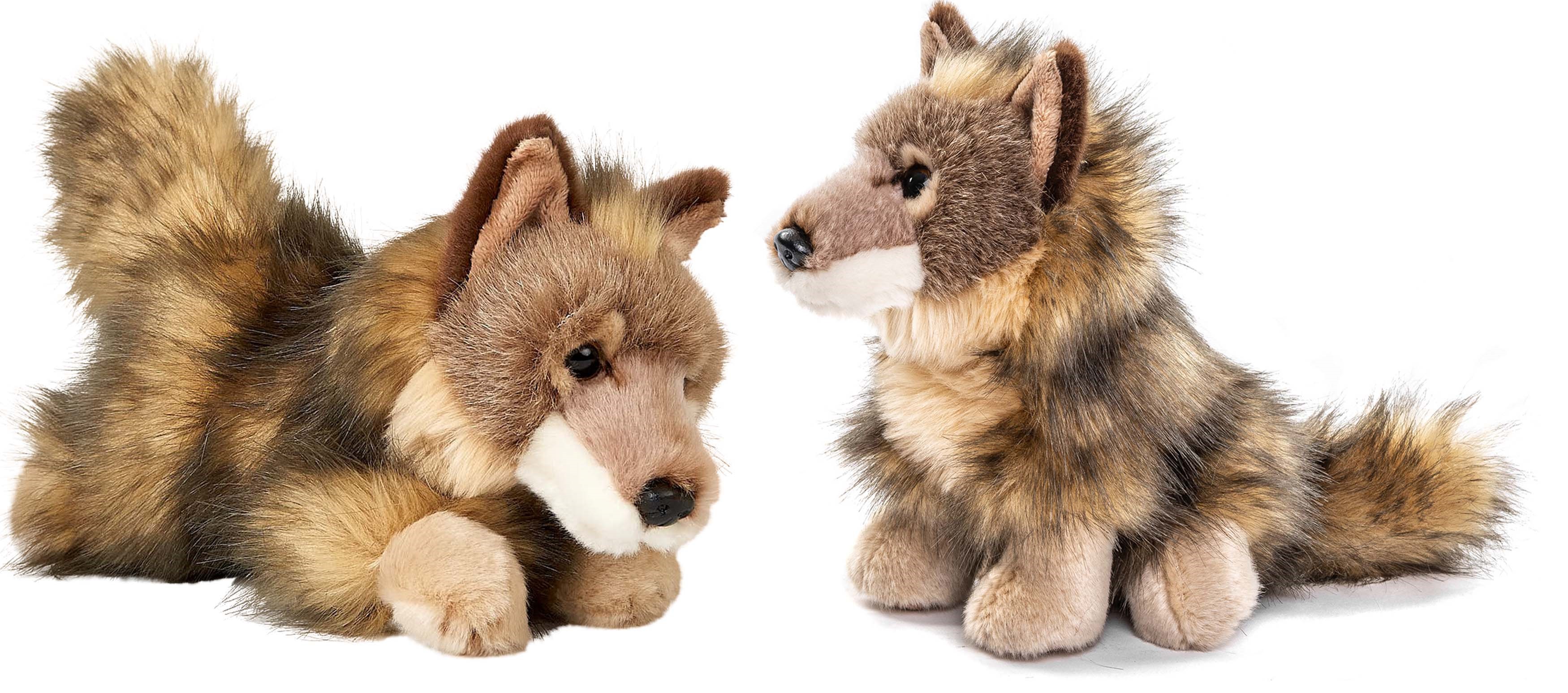  wolf, sitting - 20 cm (height)  OR lying 24 cm (length)