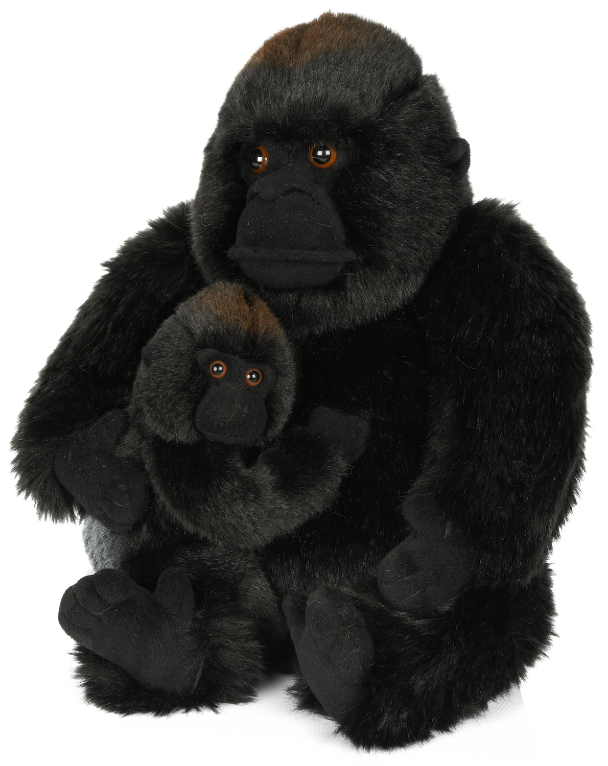 Gorilla with baby, sitting - 29 cm (height) - plush monkey - soft toy, cuddly toy