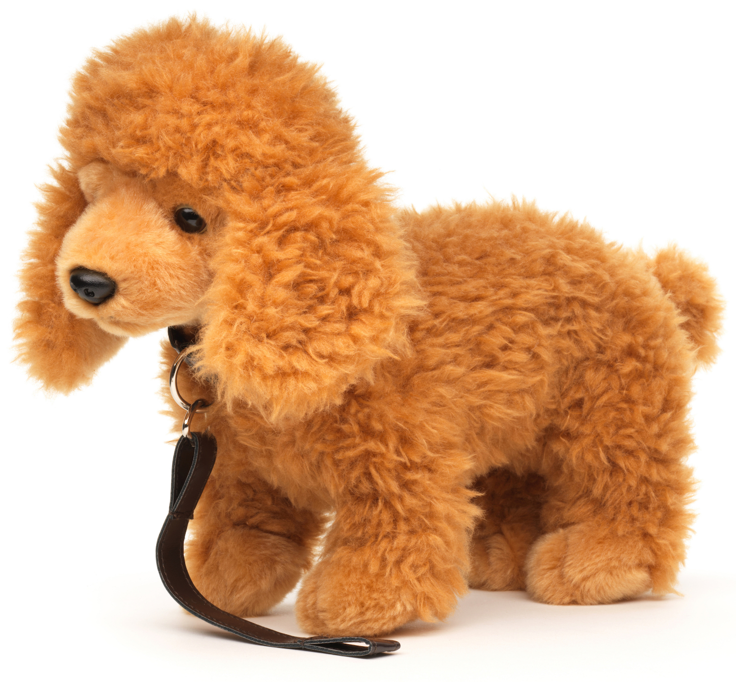 Pudel braun, stehend (mit Leine) - 30 cm (Länge)