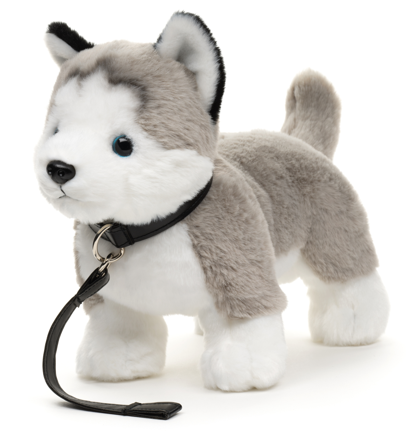 Husky grau, stehend (mit Leine) - 30 cm (Länge)