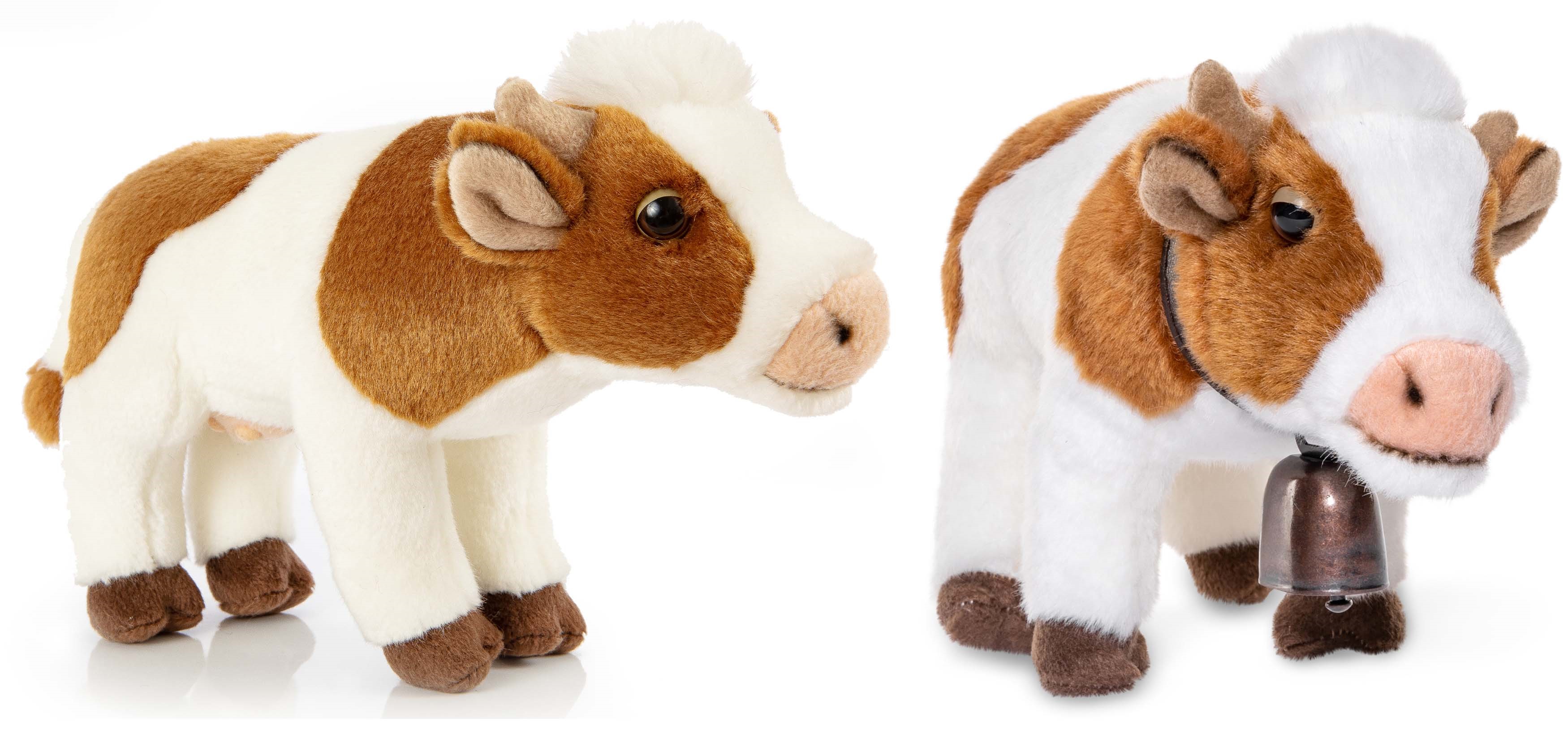 Cow white-brown, with OR without bell, standing - 27 cm (length)