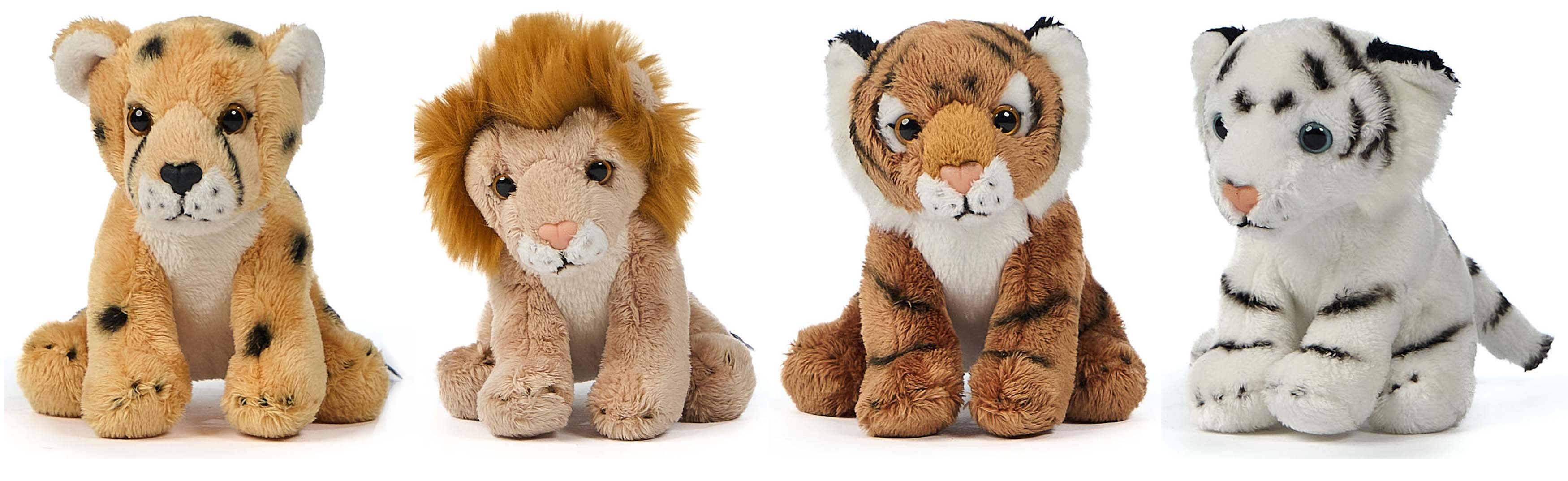 Tiger, Cheetah, Lion Plushie - 15 cm (length)