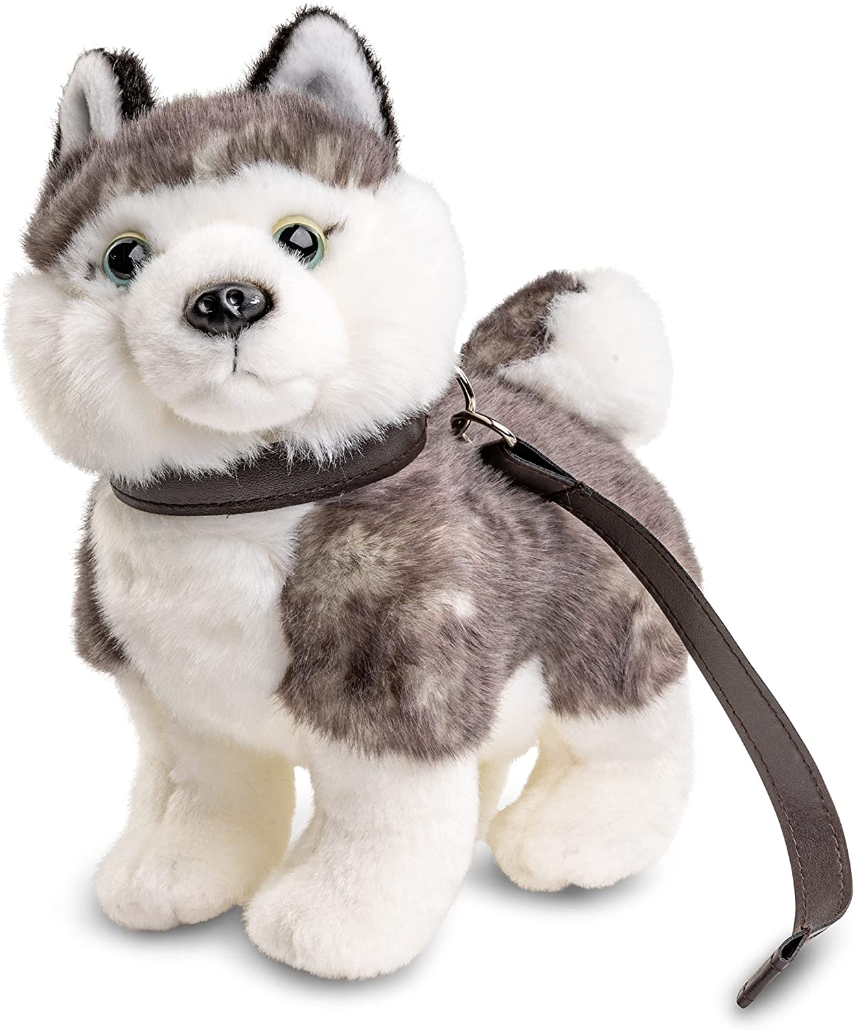 Husky Puppy (grey), standing (with leash) - 21 cm (length) 