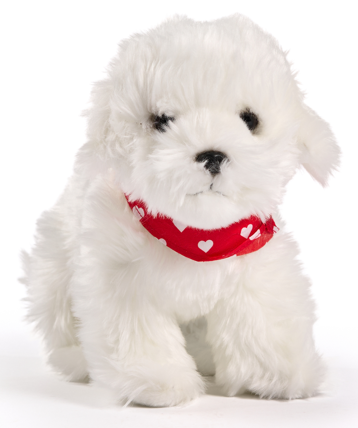 Maltese dog, standing - with scarf (heart motif) - 32 cm (length)