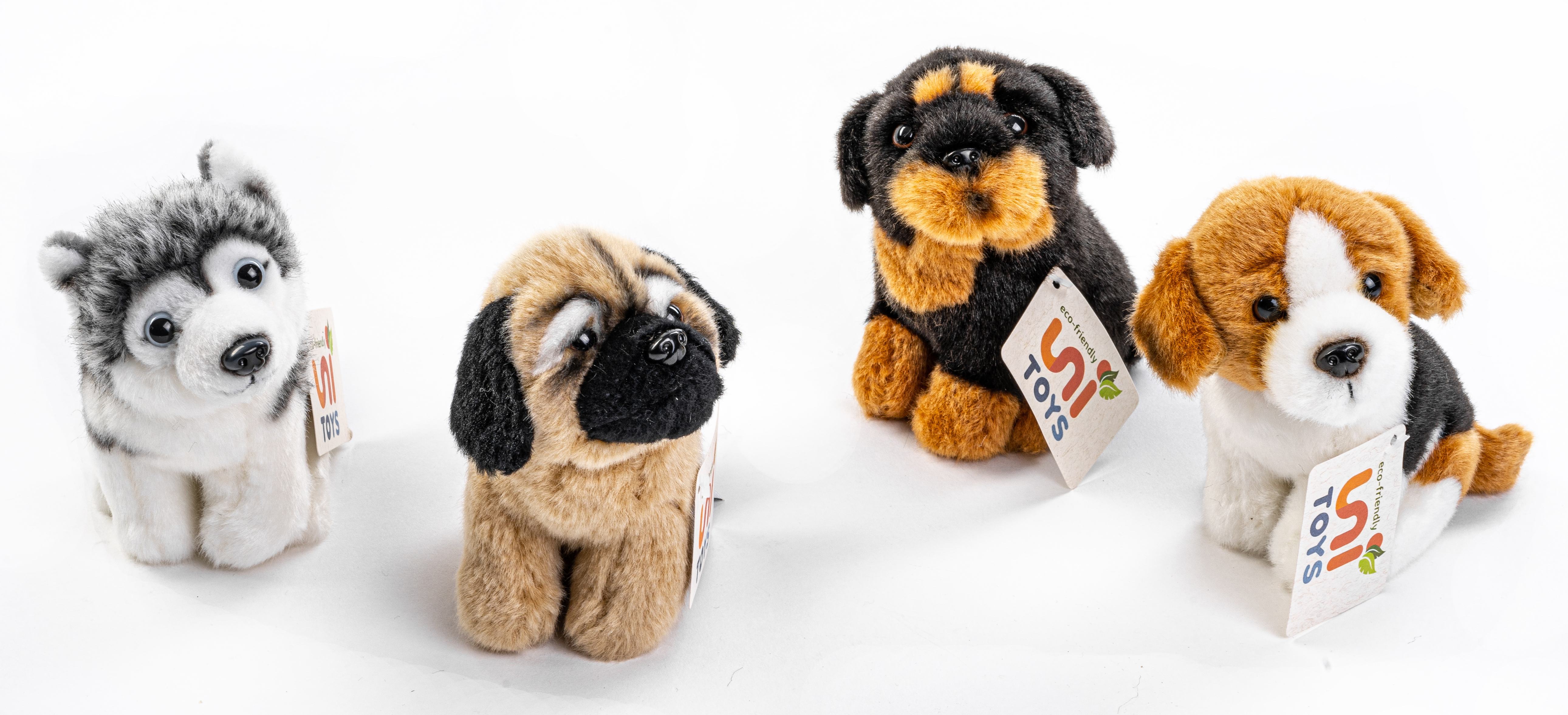 plushie; Pug, Husky, Rottweiler, Beagle,  sitting - 12 cm (height)