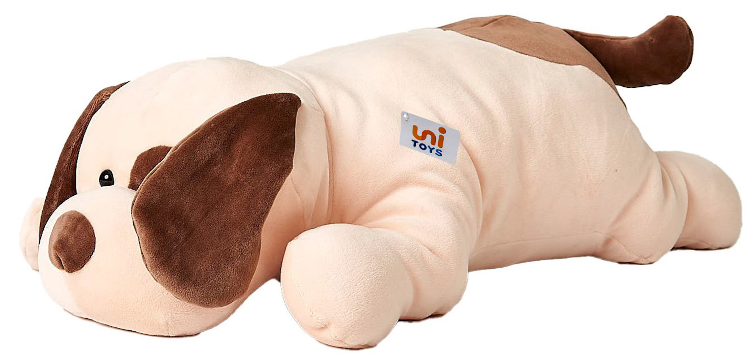 Pillow plush dog (brown-beige), ultra soft - 57 cm (length) 