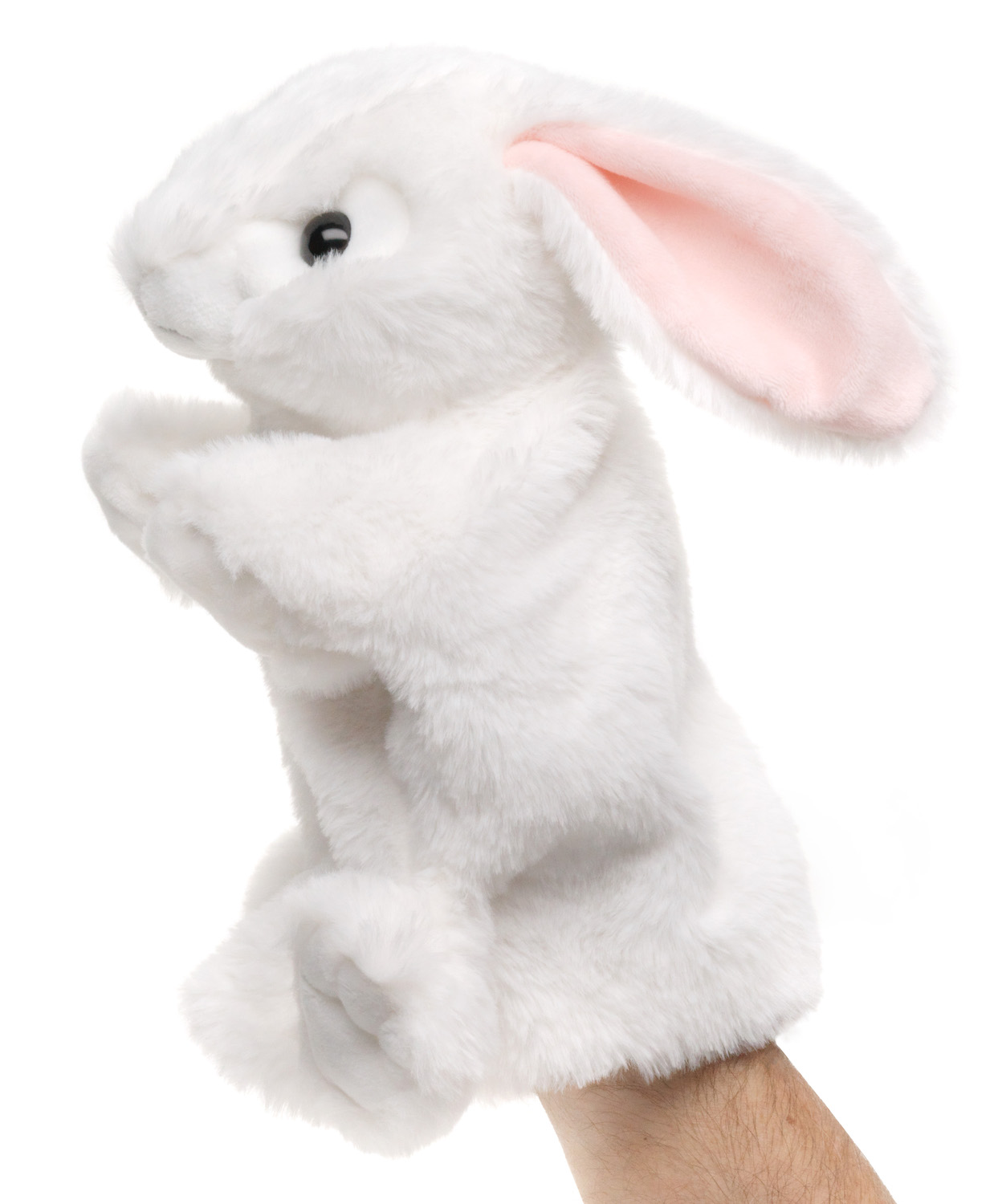 Handpuppe Hase (weiß) - 24 cm (Höhe)