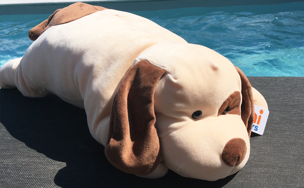 Pillow plush dog (brown-beige), ultra soft - 57 cm (length) 