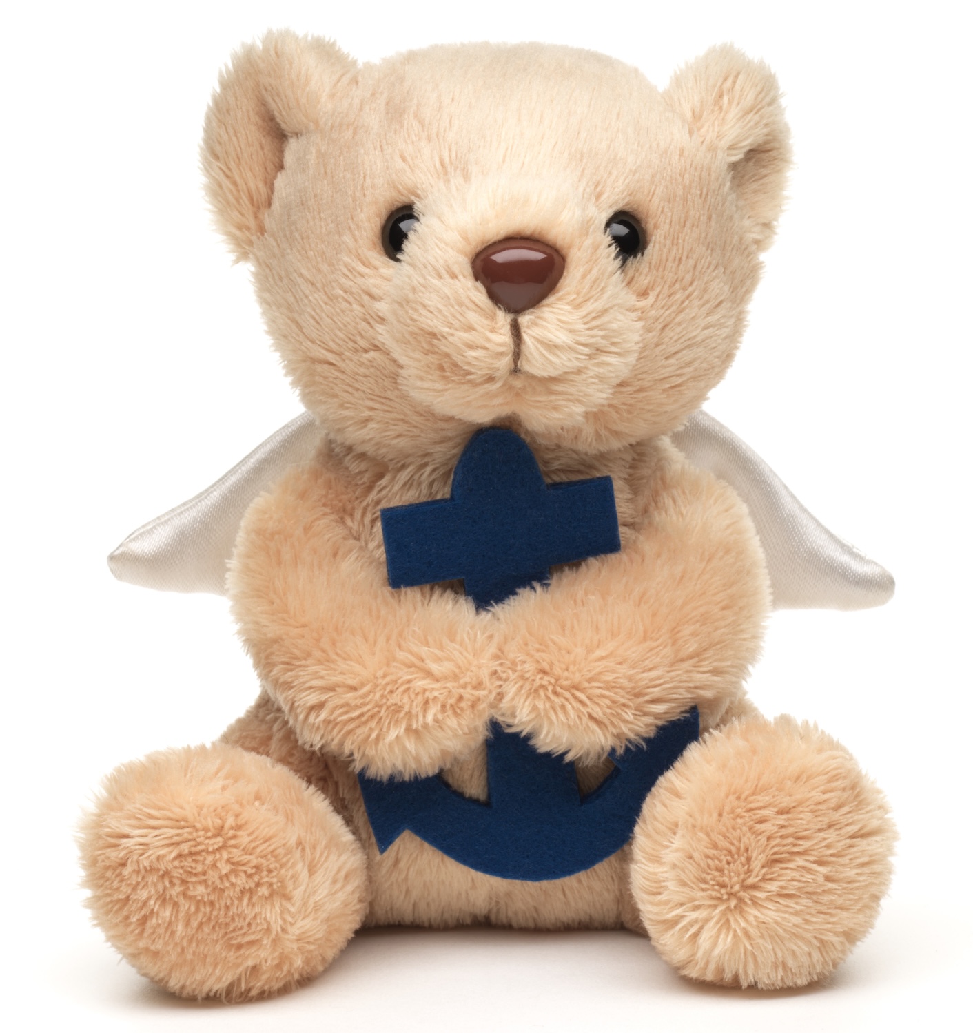 Schutzengel-Teddybär mit blauem Anker - Plushie - 13 cm (Höhe)