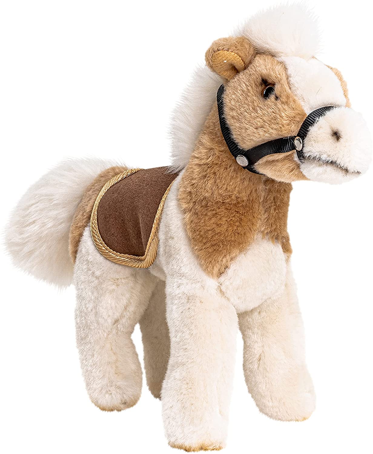  Pferd mit Sattel, stehend, beige-hellbraun - 24 cm (Länge) 