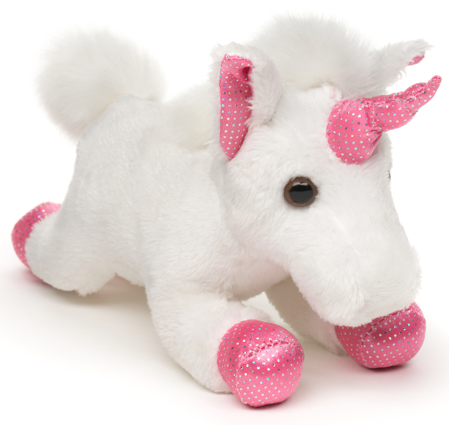 Einhorn Plushie, liegend (weiß) - 18 cm (Länge)