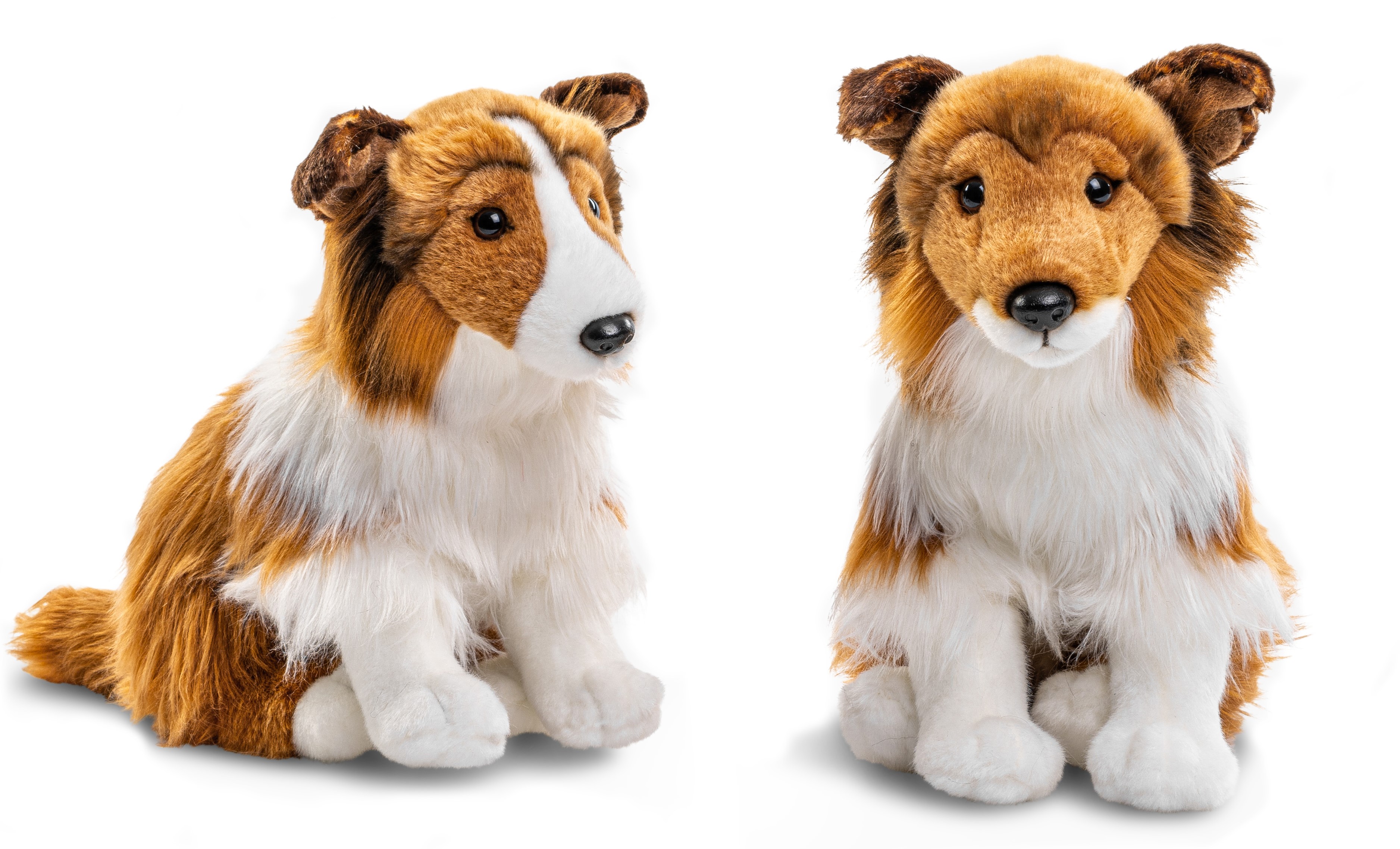 Rough collie, sitting - face white-brown OR braun- 27 cm (height) 